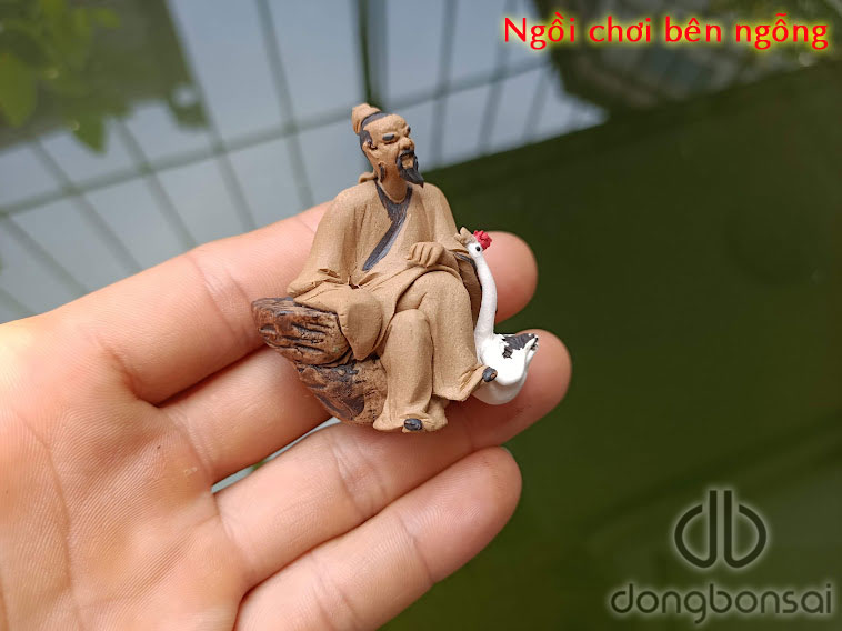 Tượng gốm siêu mini, ngồi chơi bên ngỗng